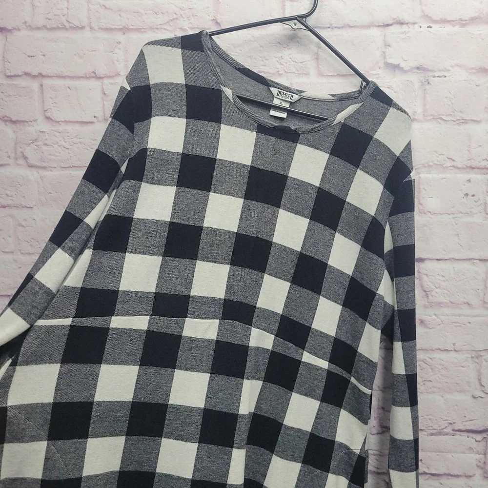 Duluth Trading Co Buffalo Plaid Tunic Dress XL Flannel Pockets Cozy Cabin Warm - Picture 3 of 10